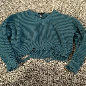 Teal cropped sweater